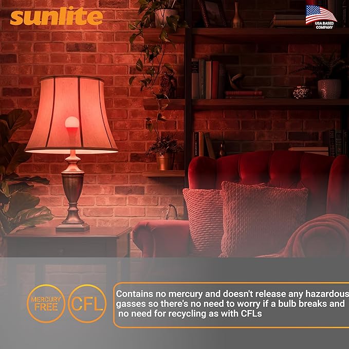 Sunlite 80148 LED A19 Colored Light Bulb, 3 Watts (25w Equivalent), E26 Medium Base, Non-Dimmable, UL Listed, Party Decoration, Holiday Lighting, 1 Count, Red