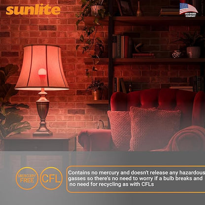 Sunlite 80148 LED A19 Colored Light Bulb, 3 Watts (25w Equivalent), E26 Medium Base, Non-Dimmable, UL Listed, Party Decoration, Holiday Lighting, 1 Count, Red