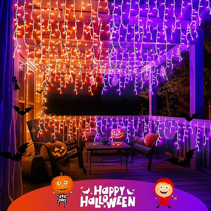 JMEXSUSS 400 LED Color Changing Christmas Lights Outdoor, 38.8ft Orange to Purple Halloween Icicle Lights with Remote, Waterproof String Light Plug in for Outdoor Indoor Party Decor