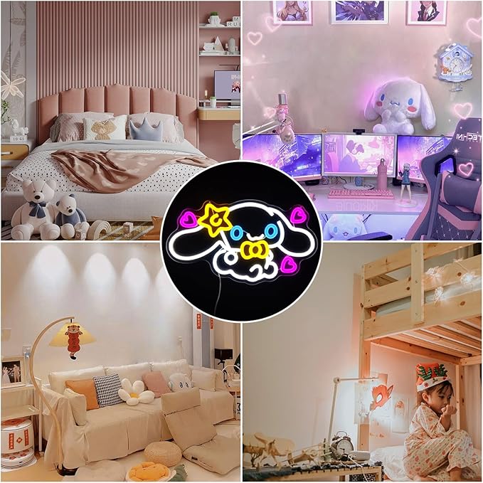 Anime Neon Sign Anime Neon LED Signs for Wall Decor Dimmable Neon Light Signs for Bedroom Girls Room Japanese Cartoon Neon Wall Signs Decor Cute Night Light Gifts for Kids