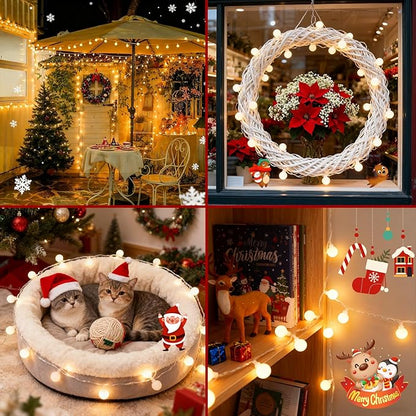 33FT 100LED Christmas Lights Indoor, Globe String Lights for Bedroom 8 Modes with Remote, Outdoor Hanging Fairy Lights for Room Wedding Garden Christmas Tree Party Decor, Warm White