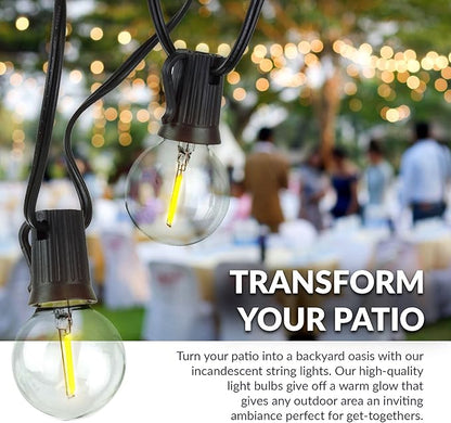 Newhouse Lighting PSTRINGLED50 Foot, 50 Socket Indoor/Outdoor String 55 LED Globe G40 (5 Free Bulbs Included), Wedding Lights, Decorations for Patios, Porches, Backyards, Decks, Bistros, 50ft