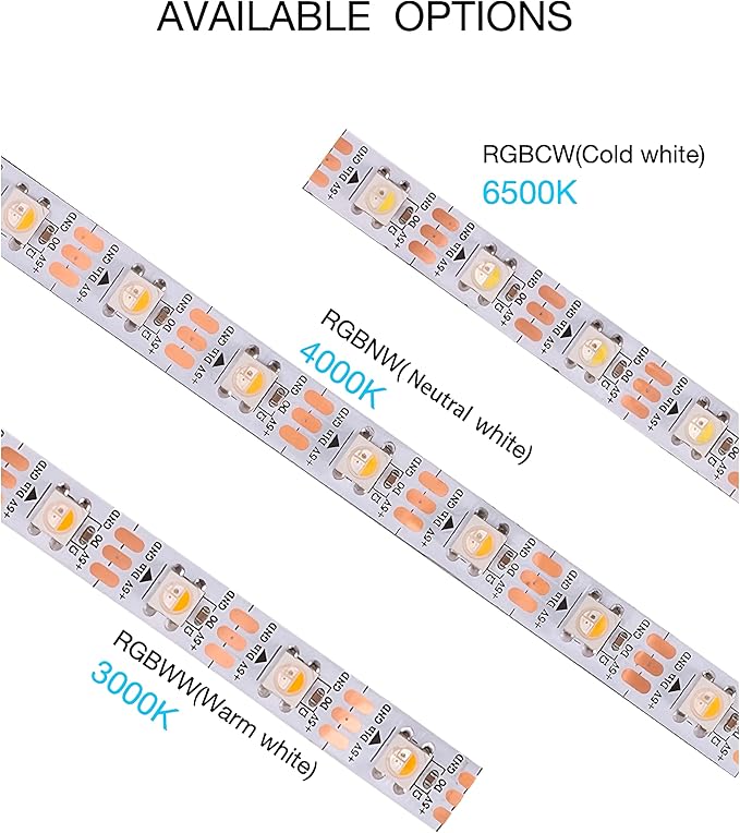 DC5V SK6812 (Similar WS2812B) RGBW RGB+Warm White LED Strip Light 60leds/Pixels/m Individually Addressable 4Color in 1LED Dream Color(16.4ft(5m) 300leds, IP30) (No Adapter or Controller)