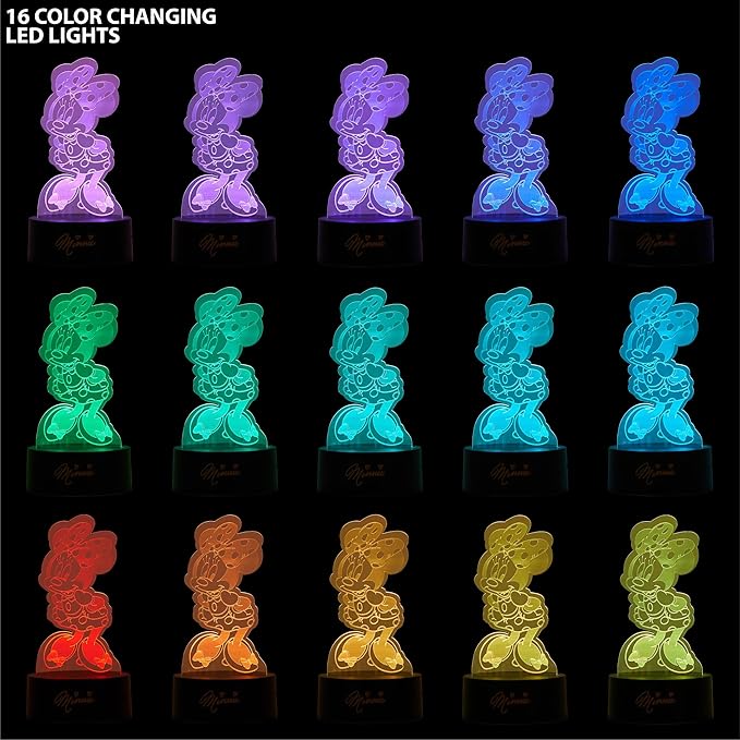 Idea Nuova Disney Minnie Mouse 3D Acrylic LED Illusion Lamp