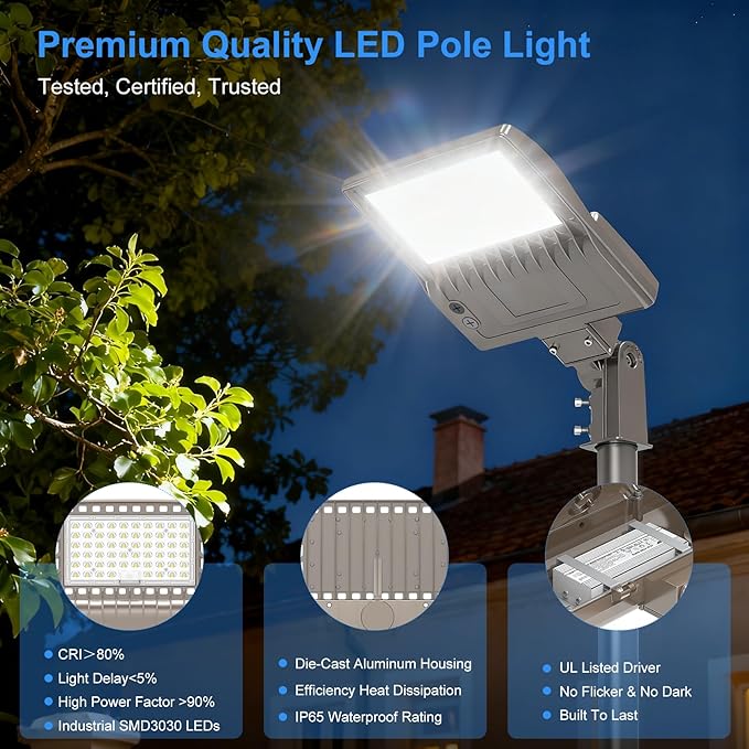 LED Parking Lot Lights 240W 33600LM LED Shoebox Pole Lights Fixture (800W HID/HPS Replacement) 5000K IP65 AC100-277V UL Listed Outdoor Area Street Security Lighting for Stadium Roadways