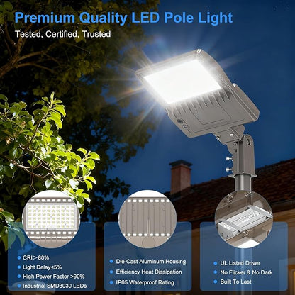 LED Parking Lot Lights 240W 33600LM LED Shoebox Pole Lights Fixture (800W HID/HPS Replacement) 5000K IP65 AC100-277V UL Listed Outdoor Area Street Security Lighting for Stadium Roadways