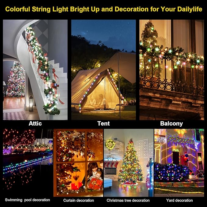 WIND STAR Solar Rope Lights Outdoor, 72FT 200 LED Solar Powered Trampoline Lights Waterproof with Remote, 8 Modes for Tent Patio Garden Party Decor, Multicolor