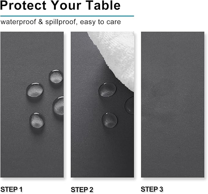 Hiasan 2 Pieces Square Tablecloth - Waterproof and Spillproof Dining Room Washable Polyester Table Cloth for Dining Room, 30 x 30 Inch, Grey
