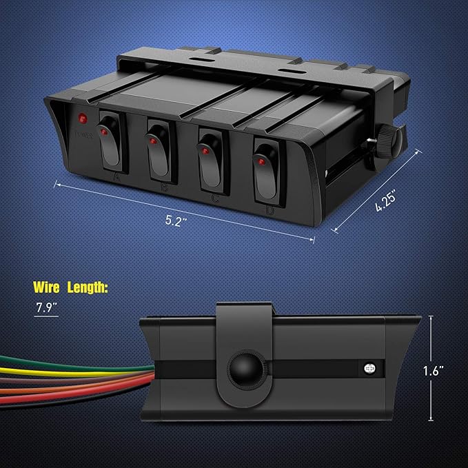 Nilight 4 Gang Rocker Switch Box SPST Toggle Panel 12V 24V 20A 40Amp Max for Automotive Cars Vehicles Boats RVs Campers SUVs