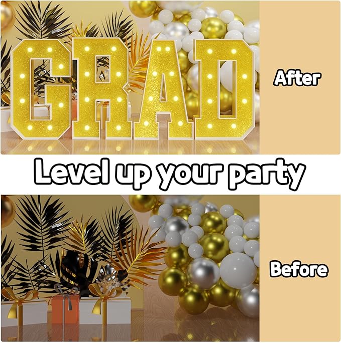 imprsv Marquee Letters Gold 3FT: Golden Party Decor - Light Up Letter M Large 3 Feet Tall - Party Decorations Letter for Marry Me Wedding Proposal