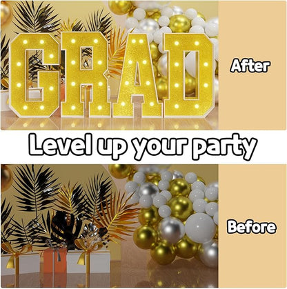 imprsv Marquee Letters Gold 3FT: Golden Party Decor - Light Up Letter M Large 3 Feet Tall - Party Decorations Letter for Marry Me Wedding Proposal
