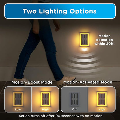 Enbrighten SleepLite LED Night Light Motion Sensor Nightlight Dusk to Dawn Amber Lights Ambient Lighting Room Decor for Bedroom Baby Nursery Bathroom Brushed Nickel