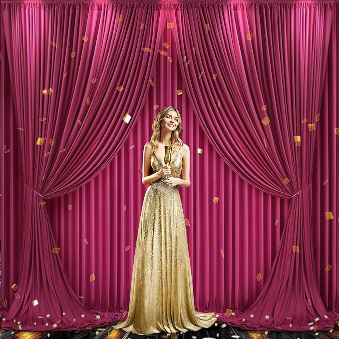 6 Panels Burgundy Backdrop Curtain for Parties Wedding Wrinkle Free Maroon Photo Curtains Backdrop Drapes Fabric Decoration for Birthday Engagement Ceremony 30ft(W) x 10ft(H)