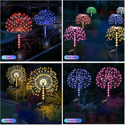 2 Pack 250LED Solar Garden Lights Outdoor, Dual Lighting Modes Firework Lights Solar Powered, Waterproof Twinkle Fairy Light Outside for Yard Patio Pathway Christmas Party Decorative(Cool White)