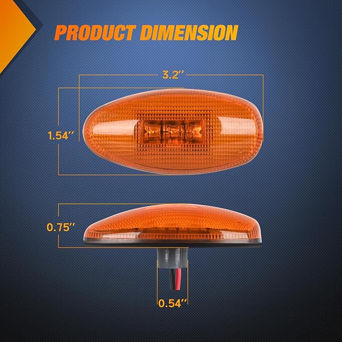 Nilight Fender Side Marker Lights 4 PCS 3 LED Red Amber Front Rear Clearance Light Compatible with 2001-2014 Chevy Silverado GMC Sierra 1500 2500HD 3500HD Dual Wheeler Trucks