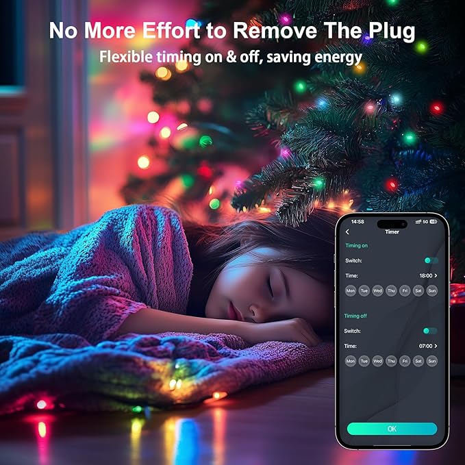 Super RGB Smart Fairy Lights 16.4Ft 50LEDs, Color Changing String Lights with Remote & App Control, RGB-IC Multicolor DIY Twinkle Lights for Bedroom, Birthday, Party, Indoor Holiday Decor
