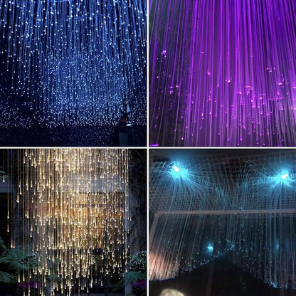 AMKI 16W RGBW Fiber Optic Curtain Light Kit,450pcs Flash Point Waterfall Effect Bluetooth Curtain Lighting for Kids Children Sensory Room Home Decoration with Fiber Cables 0.03in/0.75mm 13.1ft/4m