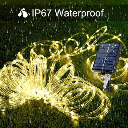 WIND STAR Solar Rope Lights Outdoor, 72FT 200 LED Solar Powered Tube String Lights Decorative with Remote, 8 Modes IP67 Waterproof, for Yard Garden Fence Party Camping Wedding, Warm White