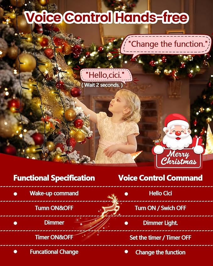 2025 New Christmas Tree Lights Indoor with Voice Control & Remote | 448LED Waterfall Tree Topper Lights with 12 Modes & Timer, 7FT x 16 Lines Cascading Twinkle Lights for 7FT Xmas Decor(Warm White)
