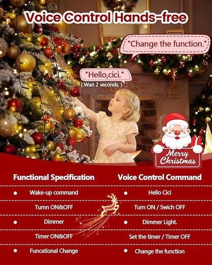 2025 New Christmas Tree Lights Indoor with Voice Control & Remote | 448LED Waterfall Tree Topper Lights with 12 Modes & Timer, 7FT x 16 Lines Cascading Twinkle Lights for 7FT Xmas Decor(Warm White)