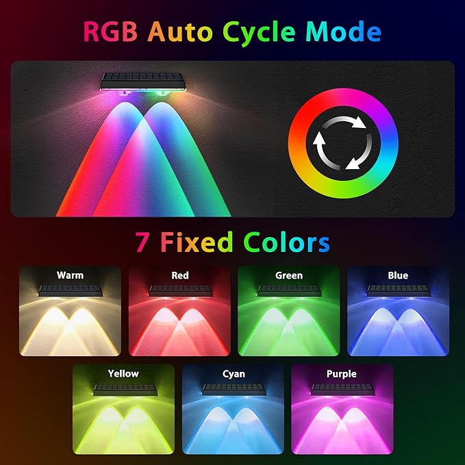 Solar Fence Lights Outdoor - 20 Pack RGB Fence Lights Solar Powered, 7 Color Modes & Warm White, IP67 Waterproof Dusk to Dawn Solar Powered Lights 12+ Hours for Fence/Backyard/Wall/Step/Patio/Deck