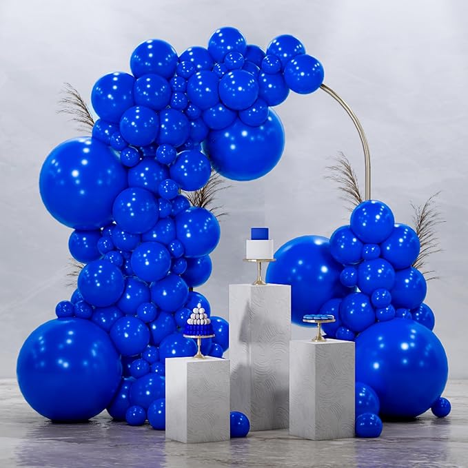 PartyWoo Royal Blue Balloons 145pcs Different Sizes Pack of 18 12 10 5 Inch Dark Blue Balloon Arch Kit for Baby Shower Gender Reveal Graduation Under The Sea Birthday Party Decorations Blue-Y59
