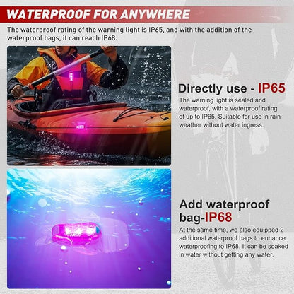 Nilight LED Safety Light 4PCS Pink Marine Navigation Bike Tail Lights Three Modes Waterproof Reflective Gear Clip On Flash Strobe Indicator Lamp for Night Boating Fishing Cycling Jogging
