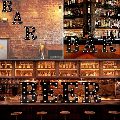 Black Bar Sign, Marquee Light Up Letters LED Marquee Number Lights Sign for Night Light Home Bar Christmas Lamp Birthday Party Wedding Decoration-BAR
