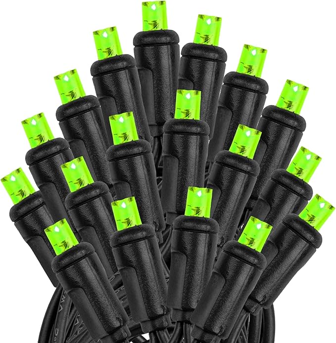 Novelty Lights 25ft Christmas String Lights, 50 Lime LED Bulbs on Black Wire, 6" Spacing, Connectable Indoor Outdoor Commercial Grade Lighting for Holidays Patio Weddings