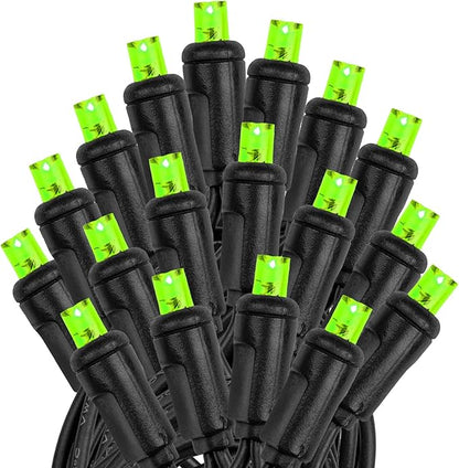 Novelty Lights 25ft Christmas String Lights, 50 Lime LED Bulbs on Black Wire, 6" Spacing, Connectable Indoor Outdoor Commercial Grade Lighting for Holidays Patio Weddings