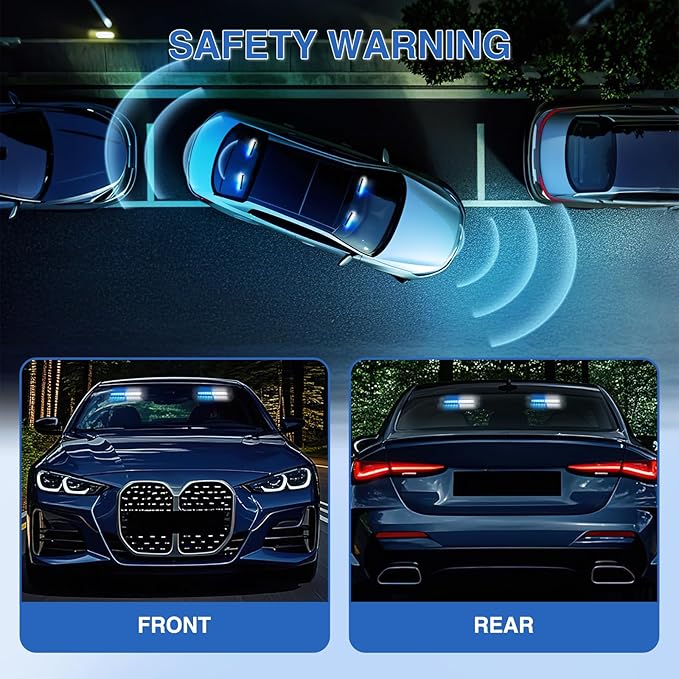 Nilight 24LED Emergency Strobe Traffic Advisor Light Bar 2 in 1 Blue White Dash Warning Safety Flashing Lights Front/Rear Windshield Construction Lights for Trucks Cars Plow Police Vehicles