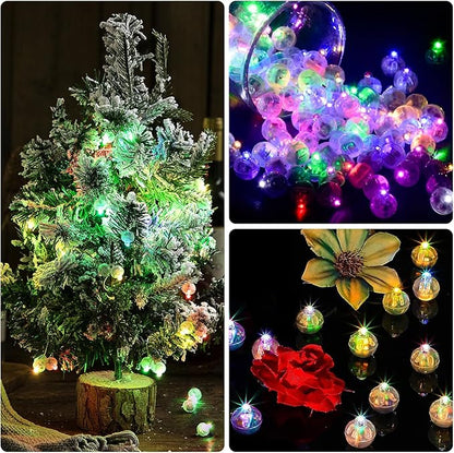 100pcs Balloon Lights,Round LED Ball Lamp for Latex Balloon Paper Lantern Party Wedding Festival Christmas Halloween Decorative，Long Standby Time Waterpro of Mini Light (Warm White)