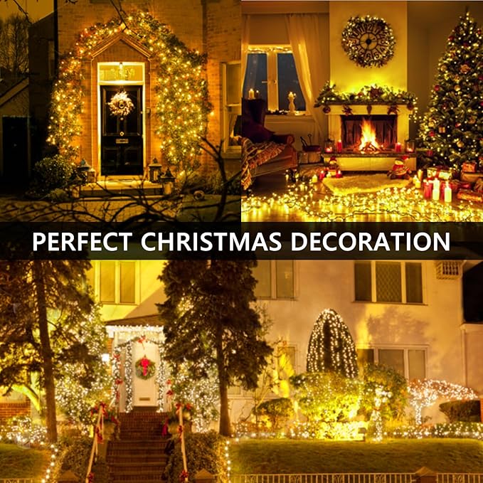 BHCLIGHT 75FT 1500 LED Cluster Christmas Lights, Christmas Tree Lights Outdoor 8 Modes with Timer & Remote, Firecrackers String Lights Waterproof for Garland Party Xmas Decorations, Warm White