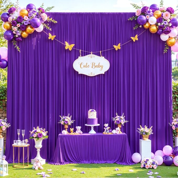 6 Panels Purple Backdrop Curtain for Parties Wedding Wrinkle Free Purple Photo Curtains Backdrop Drapes Fabric Decoration for Birthday Party Photography 30ft(W) x 10ft(H)