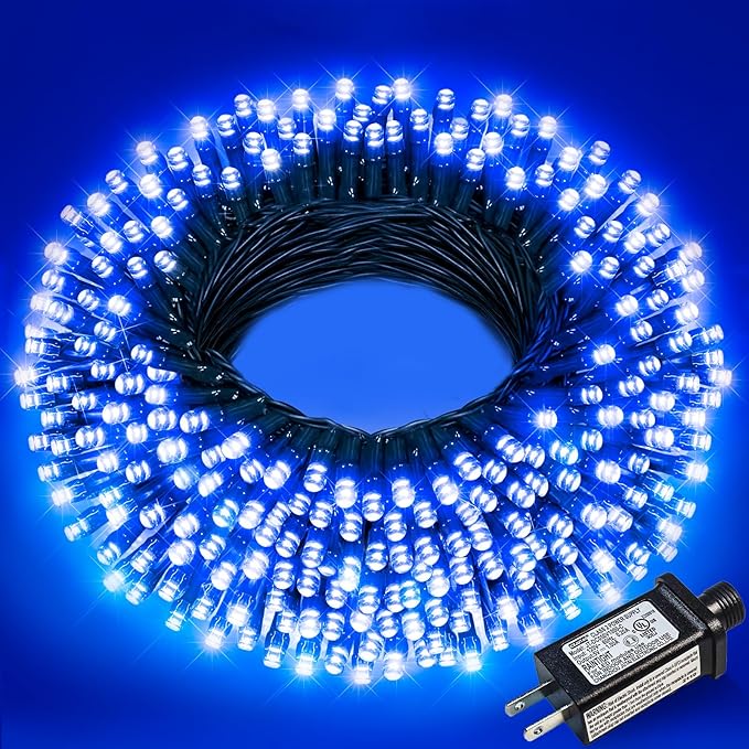 Blue Christmas Lights Outdoor, 66FT 200 LED String Lights for Outside Waterproof, 8 Modes Connectable Plug in Fairy Light for Indoor Home Patio Garden Tree Party Holiday Decorations