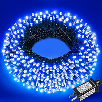 Blue Christmas Lights Outdoor, 66FT 200 LED String Lights for Outside Waterproof, 8 Modes Connectable Plug in Fairy Light for Indoor Home Patio Garden Tree Party Holiday Decorations