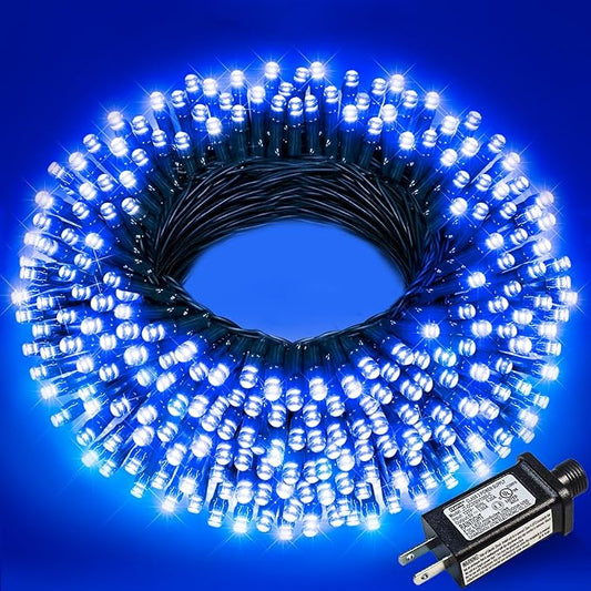 Blue Christmas Lights Outdoor, 66FT 200 LED String Lights for Outside Waterproof, 8 Modes Connectable Plug in Fairy Light for Indoor Home Patio Garden Tree Party Holiday Decorations