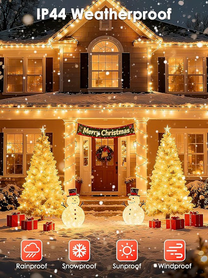 2026 New Voice Control Connectable 2PK 164FT 400LED Christmas String Lights Indoor Outdoor with Remote | Smart Twinkle Fairy String Lights 12 Modes & Timer for Xmas Tree Decor (Warm White)