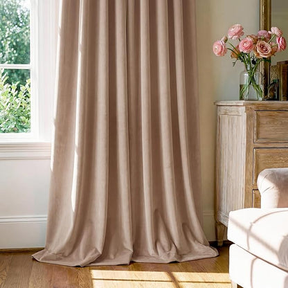 StangH Nursery Bedroom Curtains 96 inches Long, Blush Beige Soft Room Darkening Window Treatment for Living Room Sliding Door/Girls Closet/Office, W52 x L96, 2 Panels