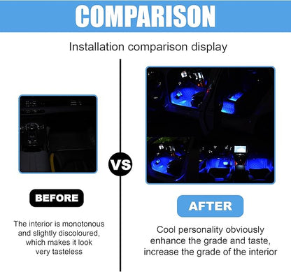 Car LED Strip Light, 24 LED RGB Neon Auto Interior Atmosphere Lights, 12V Cigarette Lighter Under Dash Ambient Night Light, Auto Decorative Lamp Accessory for Car Truck (Blue, Cigar Lighter)