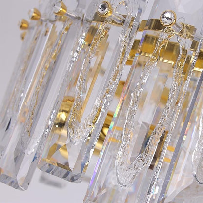 Modern Luxury K9 Crystal Chandelier 8-Lights Gold Round Pendant Light Easy Install Ceiling Hanging Light Fixture for Dining Living Room Kitchen Island Entryway Foyer D23.6