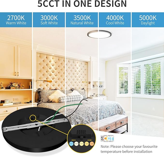 mw 4-Pack LED Flush Mount Ceiling Light, 7 Inch Round Black Flush Mount Light,14W 120V 5CCT 2700/3000/3500/4000/5000K, Dimmable Slim LED Ceiling Lights for Bedroom, Kitchen, Hallway