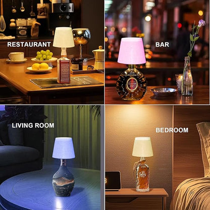 Wireless Bottle Lamp,Small Bedside Table Lamp,RGB LED Bottle Light with Remote Dimmable(RGB White, 1pc)