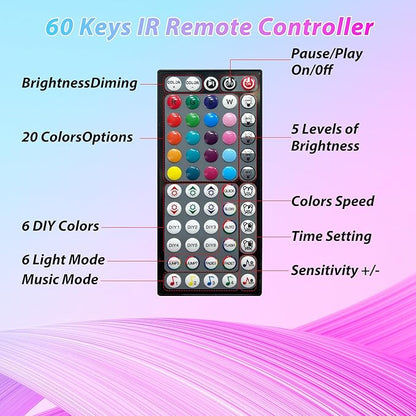 Ledagic Led Lights for Bedroom 200 ft (2 Rolls of 100ft), Music Sync RGB Led Strip Lights with Remote App Control, Color Changing Led Lights for Room Home Kitchen Party Decor
