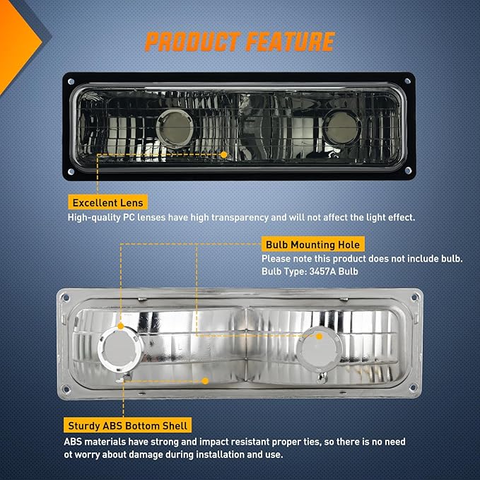 Nilight Parking Turn Signal Light Compatible with 1988 1989 1990 1991 1992 1993 1994 1995 1996 1997 1998 Chevy GMC C10 C/K 1988-1999 Silverado Suburban Sierra Blazer Tahoe Yukon Front Bumper Lights