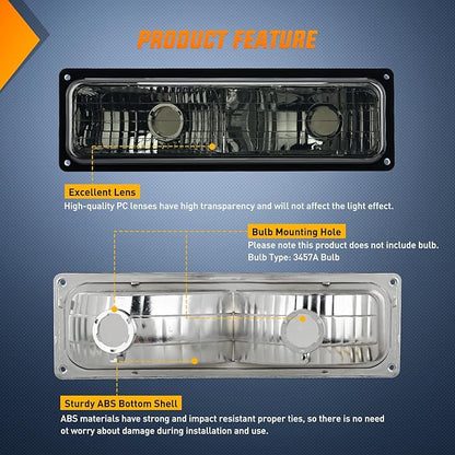 Nilight Parking Turn Signal Light Compatible with 1988 1989 1990 1991 1992 1993 1994 1995 1996 1997 1998 Chevy GMC C10 C/K 1988-1999 Silverado Suburban Sierra Blazer Tahoe Yukon Front Bumper Lights