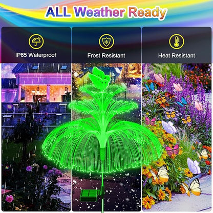 WEITEXS Solar Garden Lights 3 Pack New Upgraded Solar Lights Outdoor Waterproof 3 Layers 7 Color Changing Jellyfish Butterfly Decorations for Garden Yard Gifts for Women