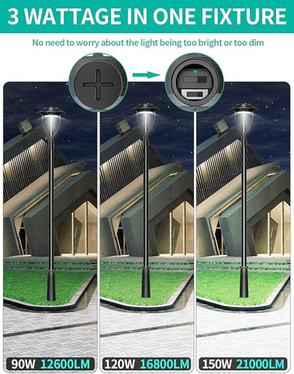 10 Pack LED Post Top Light ETL Listed 150W 120W 90W Adjustable Outdoor Pole Lights with Photocell IP65 Waterproof Post LED Fixture 5000K for Garden Yard Street Lighting