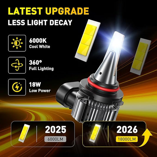 AUXITO H10/9145 LED Fog Light Bulbs 18000LM, 1000% Brighter 6500K 9140 Fog Lights, 1:1 OEM Replacement for Cars Trucks SUVs, 3-Minute Installation, IP68 Waterproof, Pack of 2
