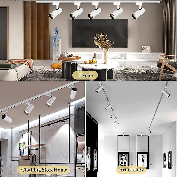 Ultra-Bright H Type White Track Lighting Kit with 26.21 FT Track Rails, 24Heads 6000K Cool White 20W 2400lm, Dimmable Plug in LED Track Lights for Store, Moblie Cart and Office